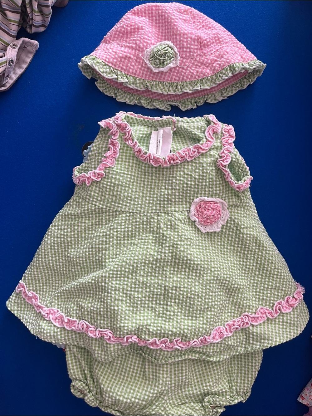 Seersucker Baby Dress - 12mo vintage clothing bundle. 16 outfits.